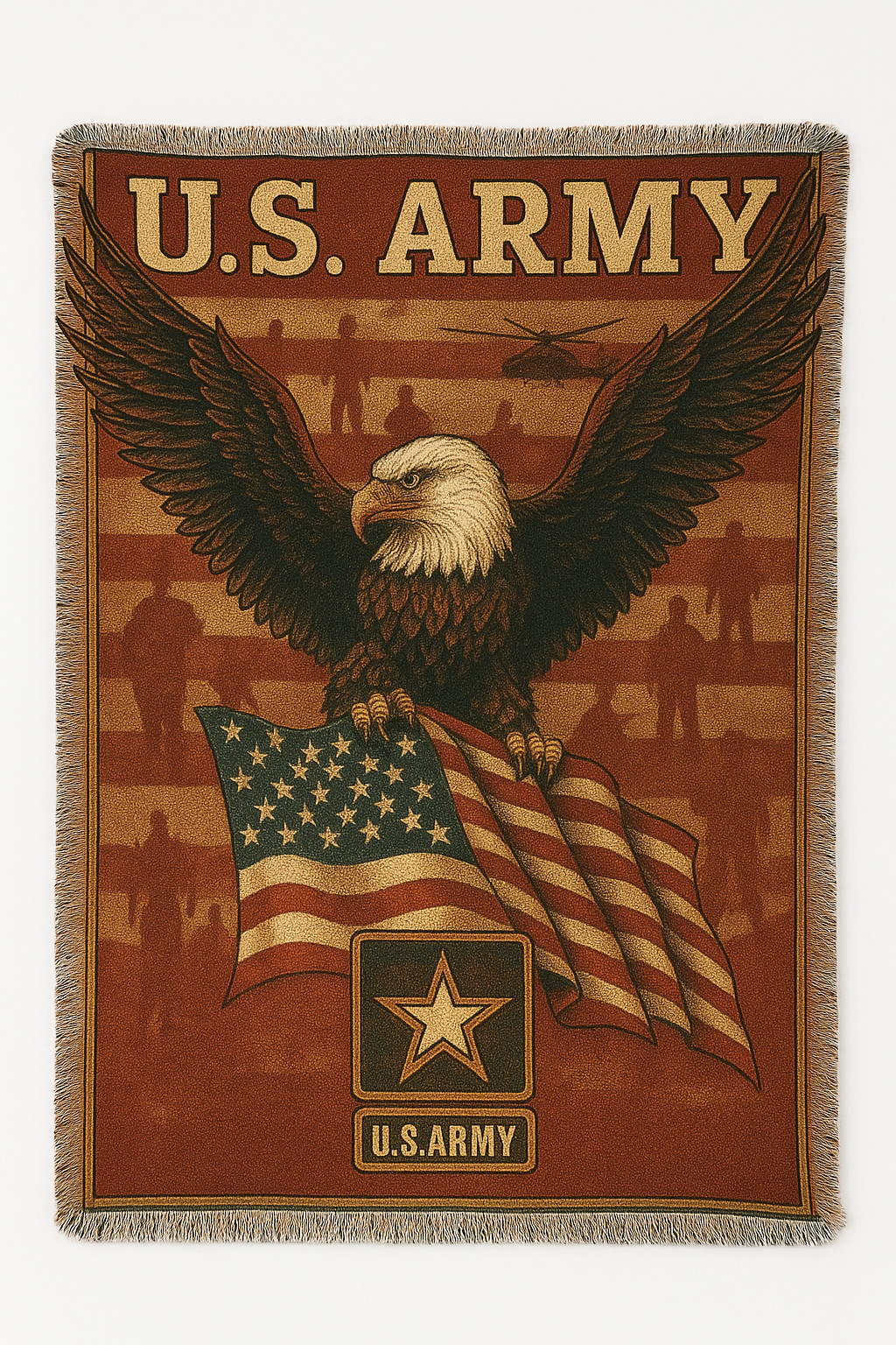 U.S. Army Hand Woven Blanket, Military Gift, Cozy Home Decor