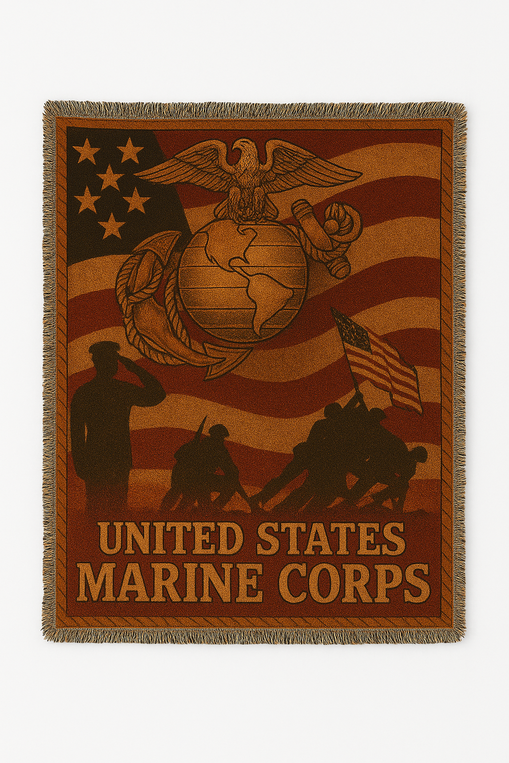 Marine Corps Hand Woven Blanket, Military Gift, Cozy Home Decor